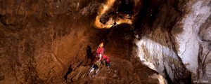 Members of Team Petzl inside Gouffre Berger
