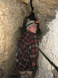 Christian Woodard entering Weybridge Cave