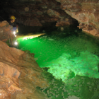 Fluorescein dye in Wind Cave's Calcite Lake