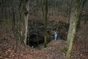 MDC biologist at Cave Entrance