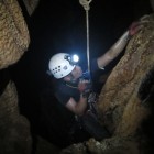 Rambli Ahmad Descending a 32 meter Pitch in Lagan's Cave