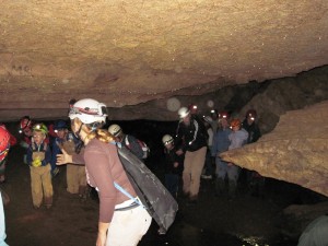 Intrepid JSS explorers on the "Cave with the Prez" caving trip in Higginbotham Cave. Photo by Wm Shrewsbury