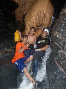 Cavers inside Malaysia's Gua Hari Malaysia.