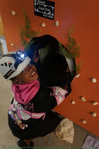 A student excited to enter the cave.