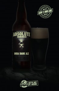 Vancouver Island Brewery's new beer, Absolute Darkness India Dark Ale.