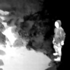 Infrared view of a cave entrance.
