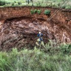 Caver John Dickie descends into Armageddon Pot.