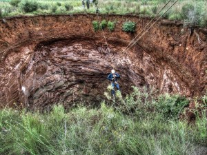 Caver John Dickie descends into Armageddon Pot.