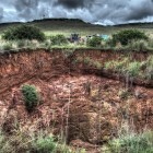 Looking across Armageddon's 20 metre (65 foot) wide entrance hole.