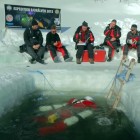 The icy entrance for cave divers during the 2013 Bjurälven Expedition.