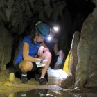 Georgia Tech Ph.D. candidates Stacy Carolin and Jessica Moerman prepare for sample collection in Gunung Mulu National Park's Lagang Cave.