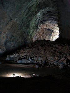 Inside the massive passage of Vietnam's Son Doong Cave.