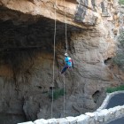 Park Ranger Mark Joop demonstrates vertical caving skills at Carlsbad Caverns National Park's 2012 Bat Flight Breakfast.