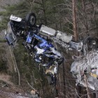 The remains of a tanker that crashed recently, spilling its load of gasoline into a Kentucky cave.