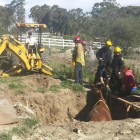 SLO Co Fire/Cal Fire crews currently working to free a stuck horse that fell in a sinkhole.
