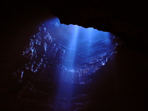 Gaping Gill's entrance shaft viewed from the Main Chamber.