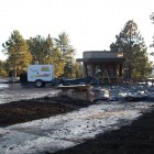Construction crews working on the parking lot at Jewel Cave National Monument.