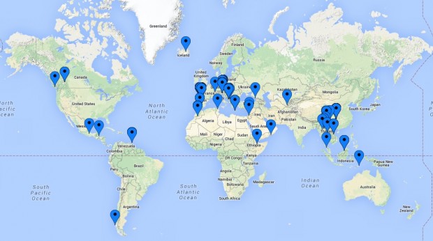 The new British expedition archive map shows 111 expeditions to 32 countries.