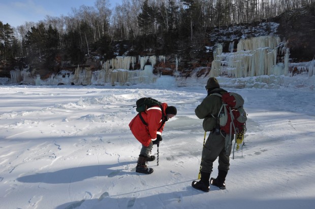 Rangers checking the ice along Wisconsin’s Apostle Islands National Lakeshore.
