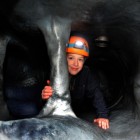 Gabriel Wellborn, 10, from Potternewton, Leeds, in the mobile caving unit