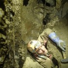 Caver Kieran McKay at the link between New Zealand's Nettlebed/Stormy Pot system.