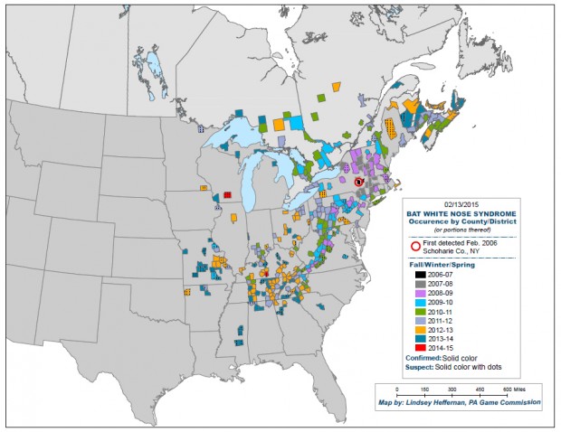 WNS Map Updated February 13, 2015.