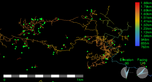 A cave system survey on Survex.