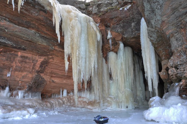 The ice formations along the Apostle Islands National Lakeshore.