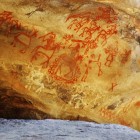 Prehistoric cave art at Bhimbetka, India.