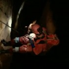 Caver descending in Sistema Huautla.