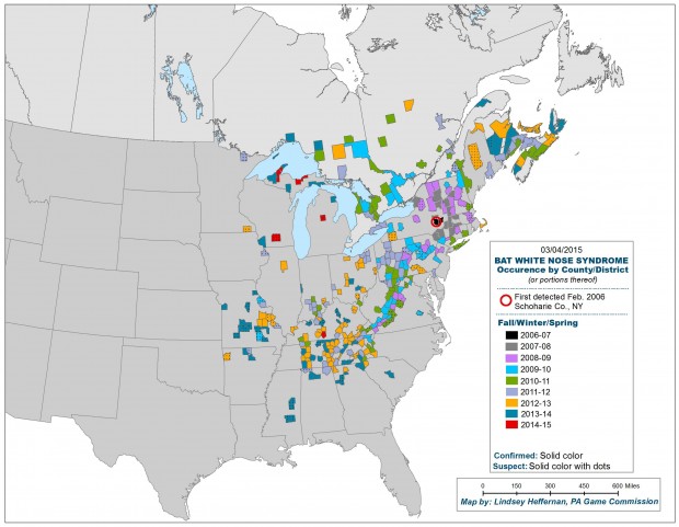 WNS Map Updated March 4th, 2015.