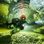 Cave diver exploring Dolinsjö cave.