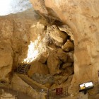 Three flights of the historic stairs inside Carlsbad Caverns.