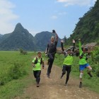 Four of the Thong Nhat team members winning a race held in the Vietnam's Phong Nha- Ke Bang National Park.