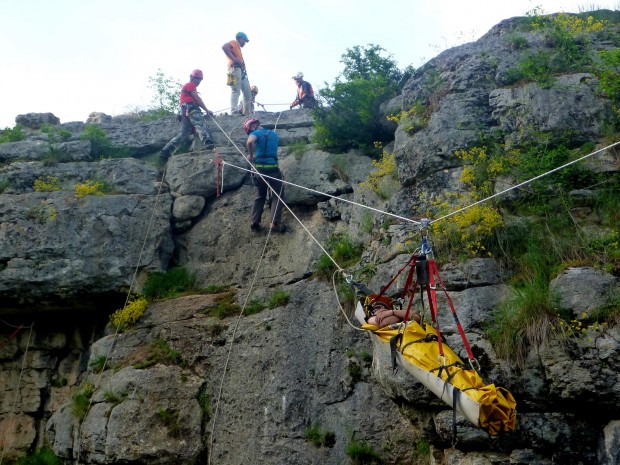 A cave rescue exercise. 