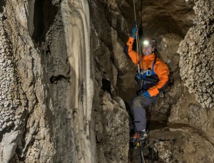 The new Salamander Chameleon Caving Suit in action.