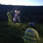 The Coastguard Rope Rescue Technician begins his descent to the cave