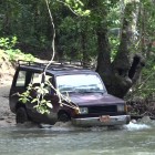 Entering Barton Creek on the way to Belize's Barton Creek Cave.