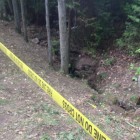 The crevice where the man was trapped.