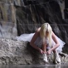 Figure skater Johanna Östlund lacing up