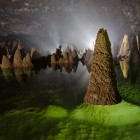 Stalagmites inside Va cave in Quang Binh Province.